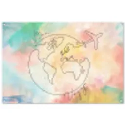 Voyage - Wereldbol - Pastel - Quote tuinposter los doek groot -3d