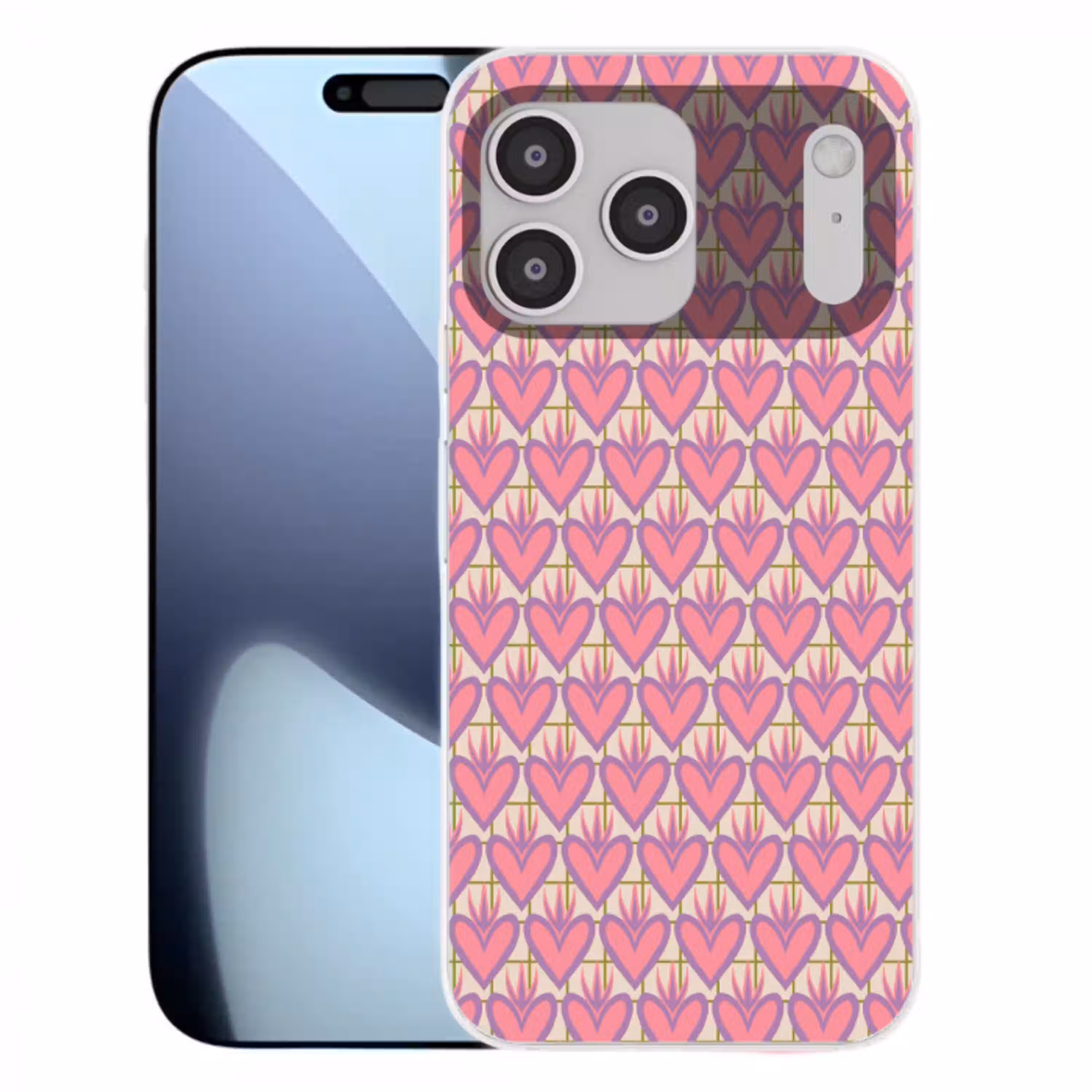 Patroon - Roze - Hartjes Telefoonhoesje iPhone 17 Pro Max klein 879 -3d