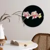 Orchidee - Bloemen - Zwart - Roze - Knoppen Wandcirkel kunststof plaat 5mm dik klein -sfeer4