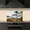 Italiaans landschap parasoldennen - Kunst - Hendrik Voogd - Schilderij - Zwart wit - Oude meesters keuken achterwand spatscherm klein -sfeer1