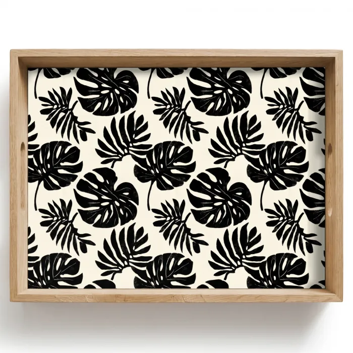 Modern - Monstera - Zwart Dienblad Rechthoek middel 911 -z3d_shopping