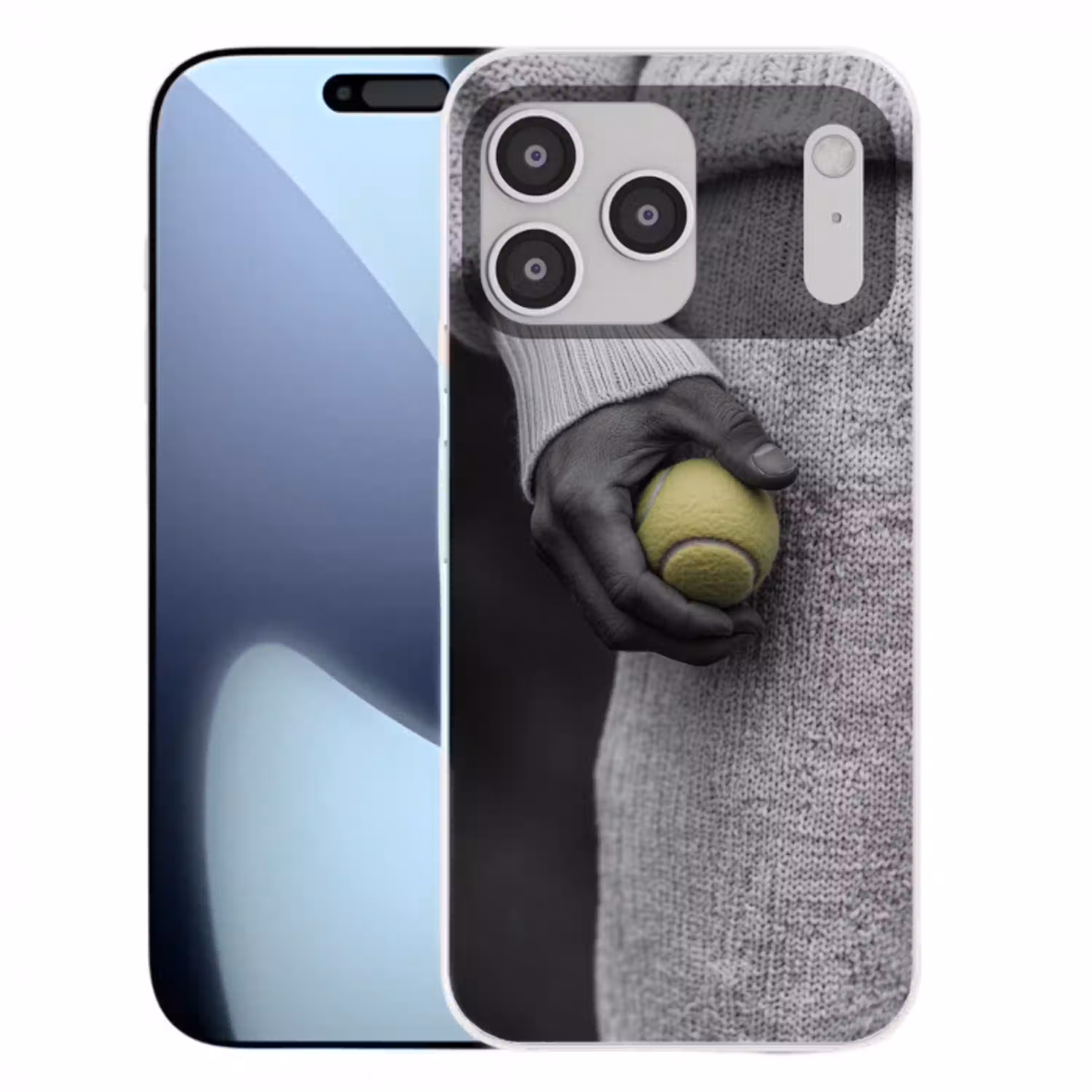Tennisbal - Zwart - Wit Telefoonhoesje iPhone 17 Pro Max klein -3d
