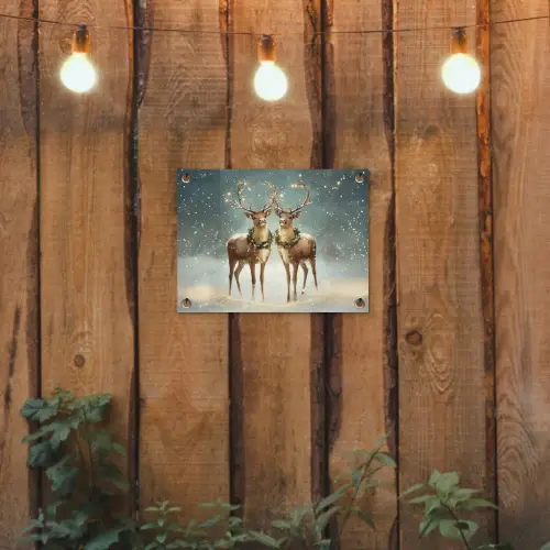 Kerstmagie - Winterwoud - Rendier tuinposter los doek klein -sfeer1