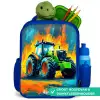 Tractor - Groen - Abstract - Penseelstreken Kinderrugzak - Blauw middel -inhoud_NL