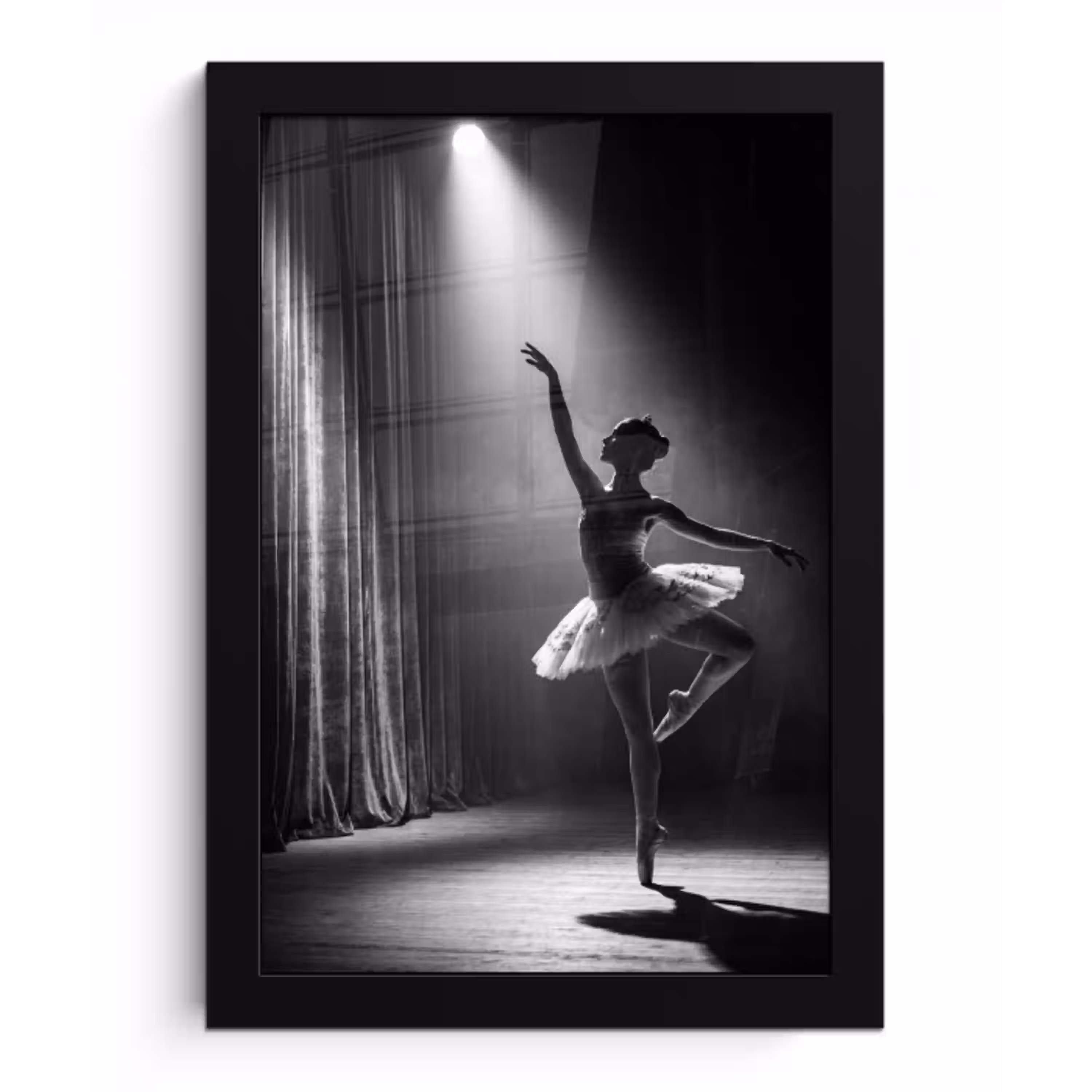 Danser - Podium - Zwart-wit - Kunst - Klassiek fotolijst zwart zonder passe partout klein -3d
