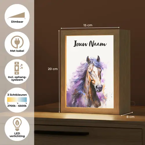 Paard - Dieren - Meiden - Paars - Bruin Light Box met kabel (Kinderlampje) klein -USP_NL
