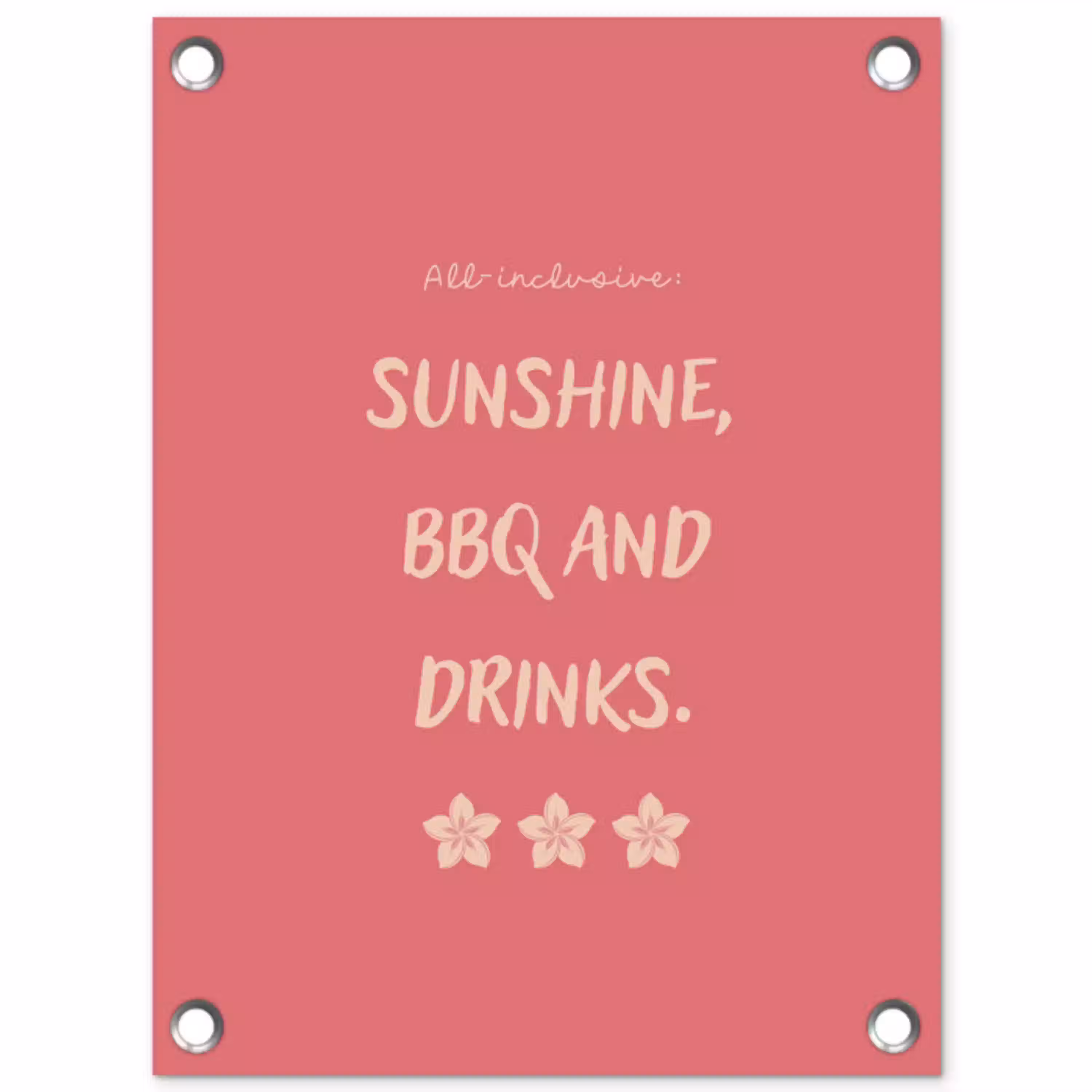 BBQ - Quote - Roze - Zomer tuinposter los doek klein -3d