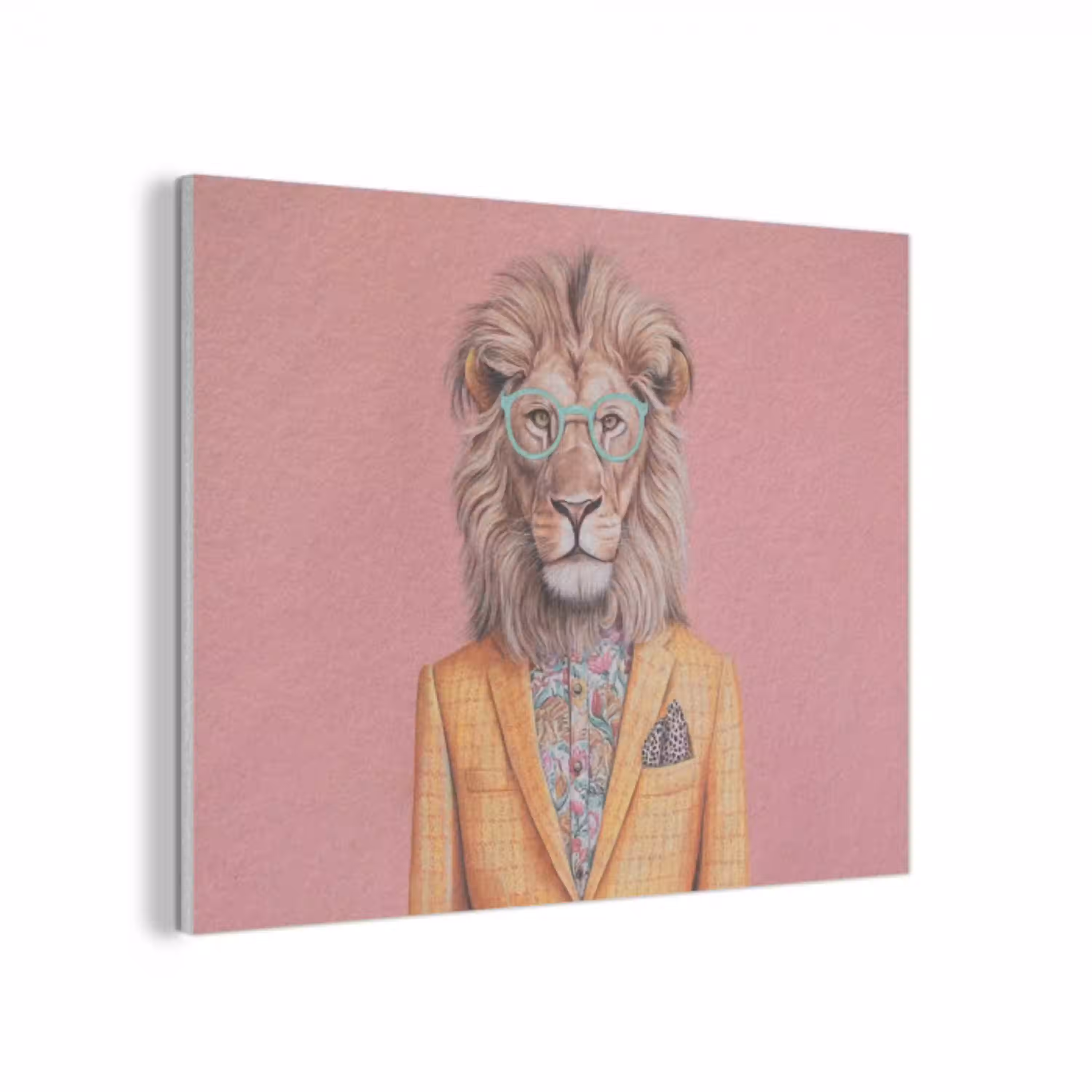 Leeuw - Pak - Geruit - Bril PET vilt klein -3d