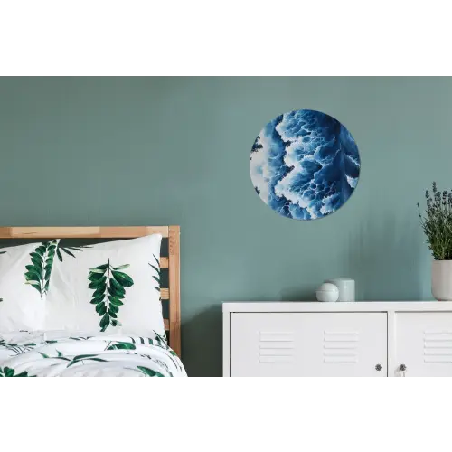 Golven - Blauw - Schuim Wandcirkel aluminium klein -slaapkamer