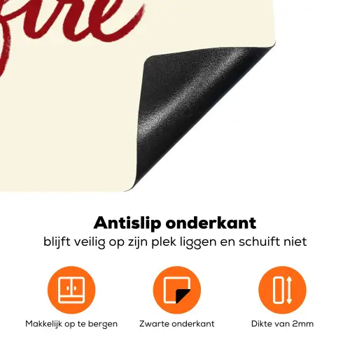 Don't lose your fire - Rood - Wit - Minimalistisch Inductie beschermer vinyl 3mm klein -zzzzzzz-td-onderkant