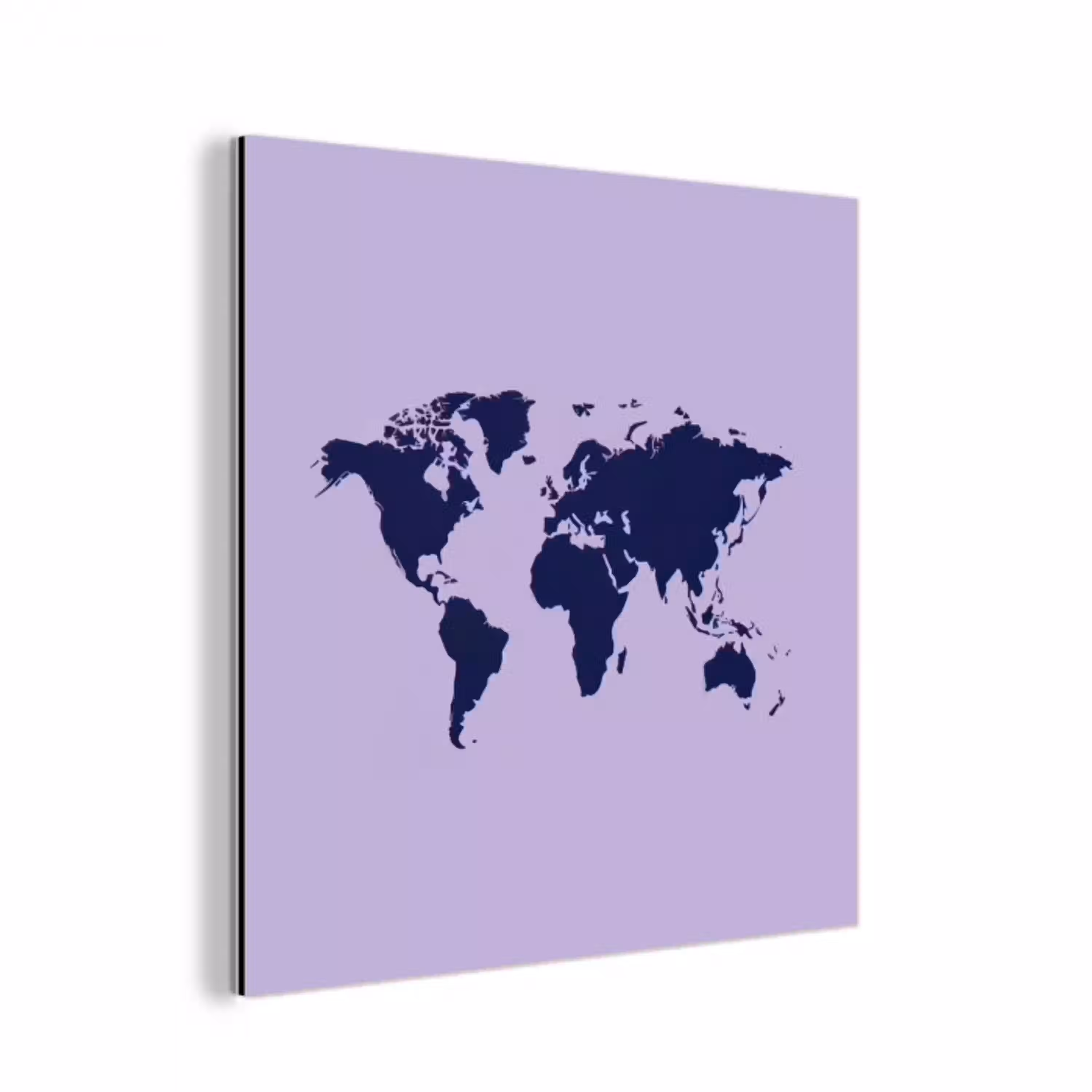 Lila - Wereldkaart - Blauw aluminium wit klein -3d