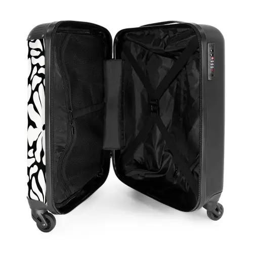 Abstract - Zwart/Wit Bloemenpatroon NBS - Handbagage koffer - Kinderen Unisex middel -binnenkant