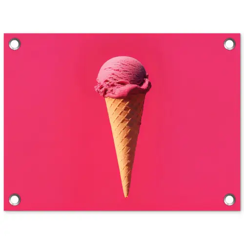 Schepijs - Roze - Hoorntje tuinposter los doek klein -3d