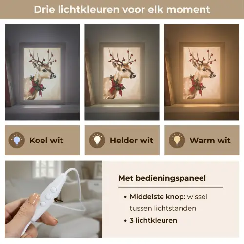 Gewei - Kerst - Rendier - Rood Light Box met kabel (Tafellamp) klein -USP_lichtkleurNL