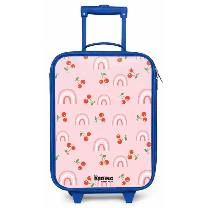 Roze met regenboog en kersen patroon Kinderkoffer - Blauw klein -zz3dotto