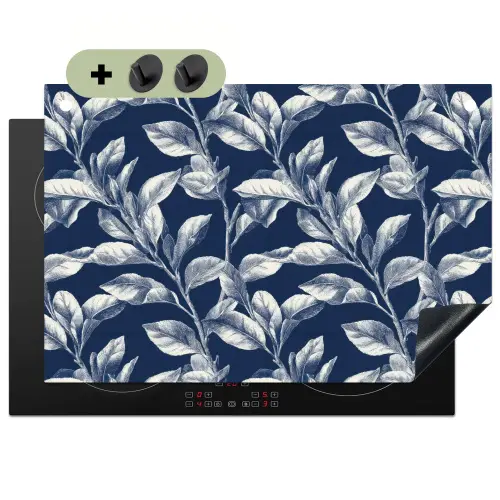 Botanisch - Patroon - Blauw Inductie beschemer met haakjes klein 777 -3d
