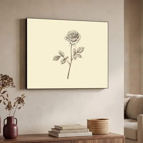 Illustratie - Zwart - Roos Textielframe zwart klein -sfeer3