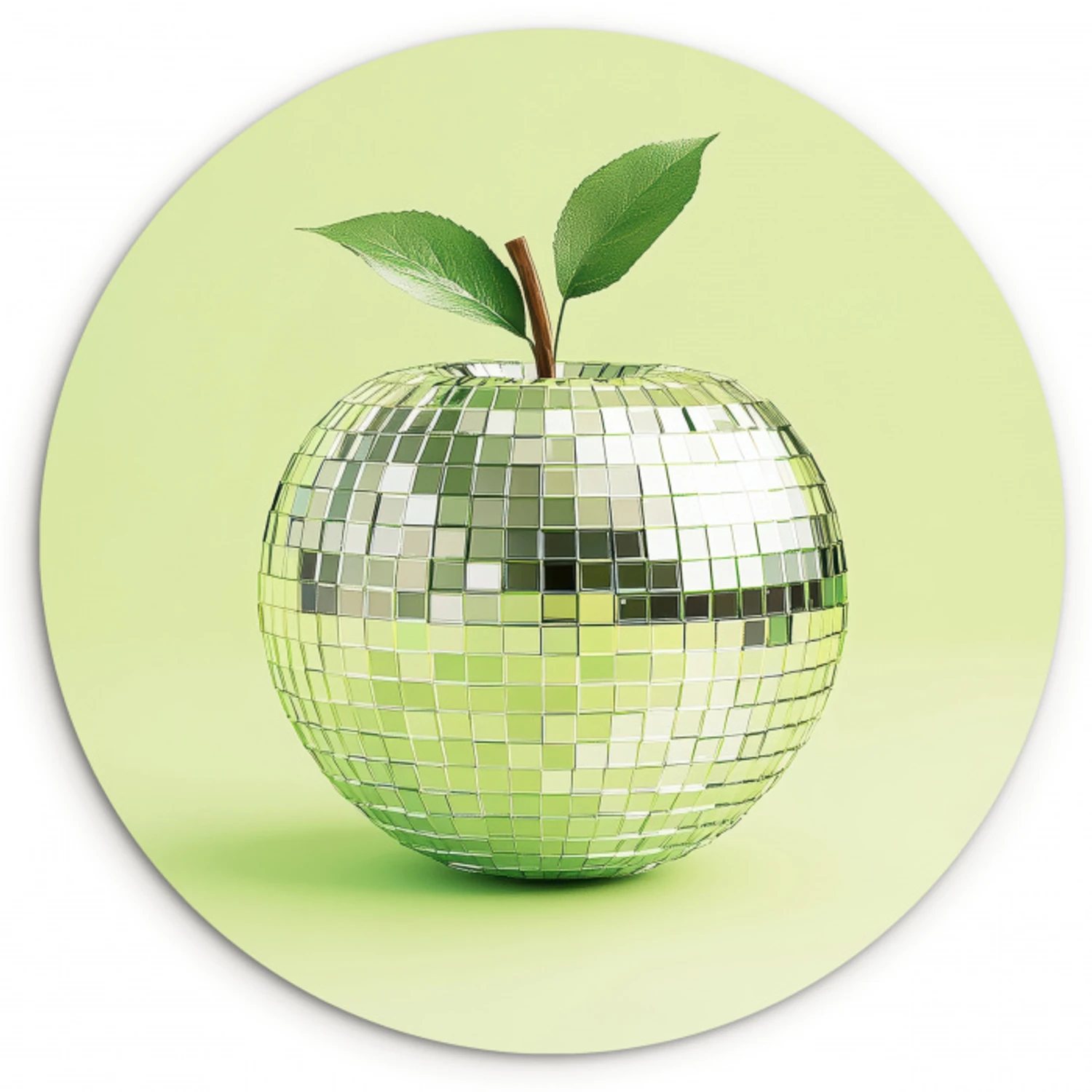 Groen - Disco - Decoratie - Appel Wandcirkel plexiglas klein -3d