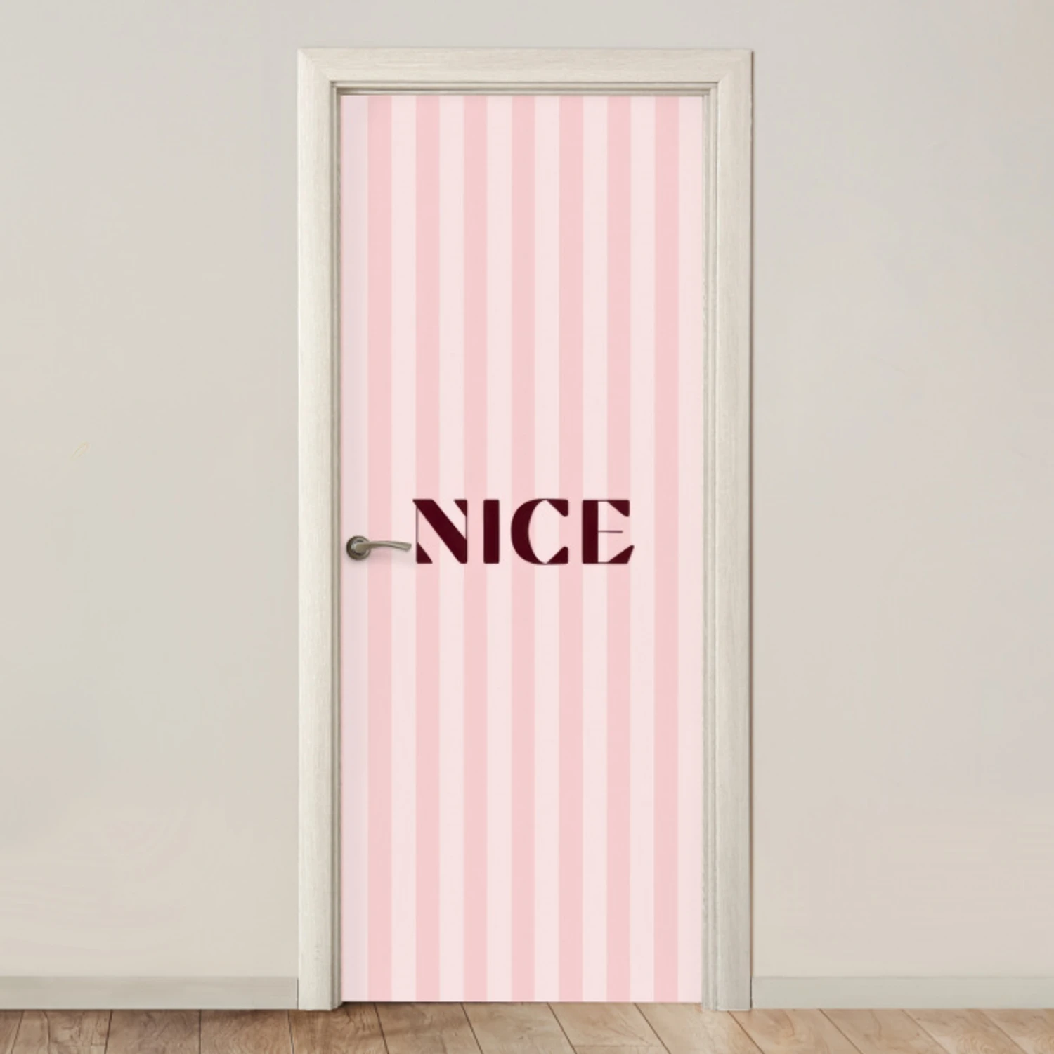 Nice - Strepen - Roze deurposter klein -3d_beige