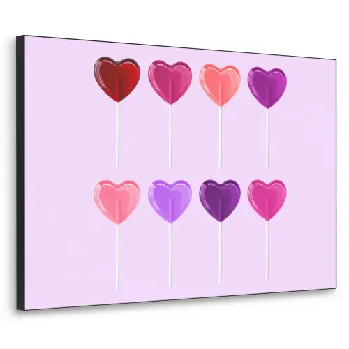 Lolly - Hart - Roze - Snoep Textielframe zwart klein -3d