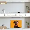 Hond - Oranje - Roos - Valentijn keuken achterwand spatscherm klein -voor_na_NL