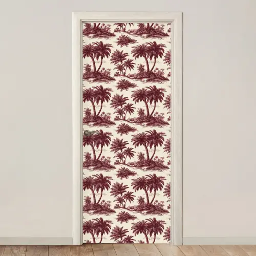 Tropisch - Geometrisch - Bordeauxrood deurposter klein 289 -3d_beige