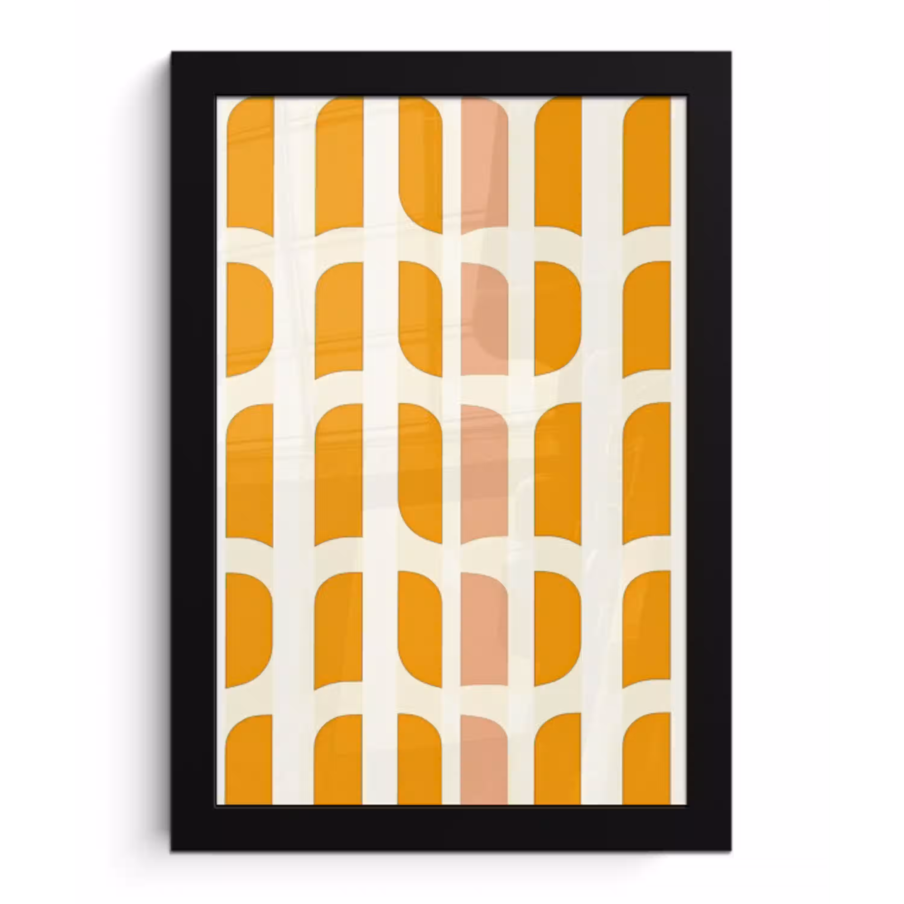 Geometrisch - Patroon - Geel - Roze fotolijst zwart zonder passe partout klein 224 -3d