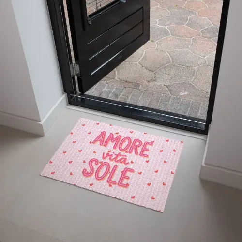 Amore vita sole - Roze - Hartjes Deurmat klein -sfeer5