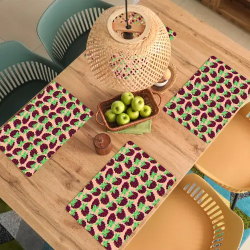 Frambozen - Rood - Roze - Kroonbladeren Placemat vinyl groot 368 -zzsfeer5_Kitchenyeah-website