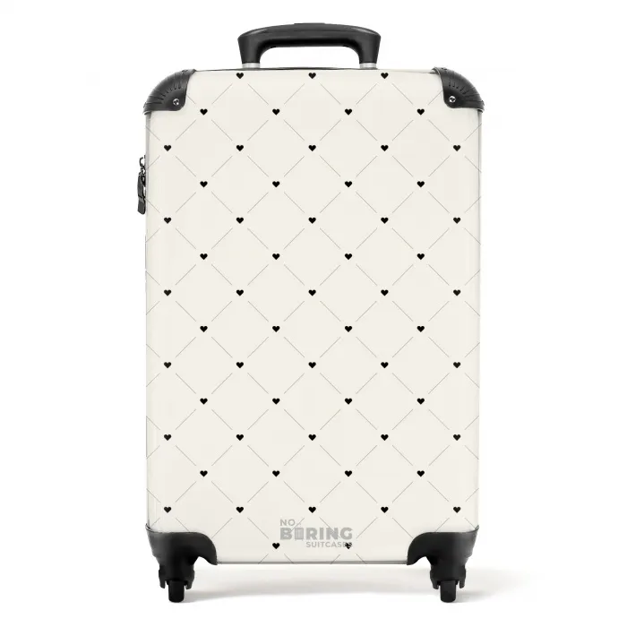 Valentijn hartenruitmotief zwart wit NBS - Handbagage koffer - Kinderen Unisex middel -productfoto_recht