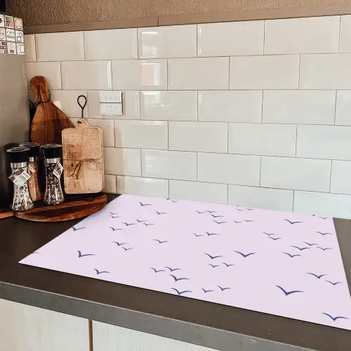 Lila - Vogels - Blauw Inductie beschermer vinyl 3mm klein 276 -sfeer3