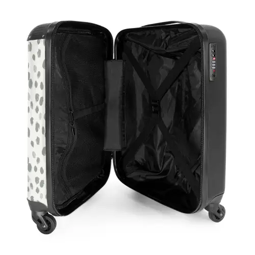 Grijze verfspatten op een gebroken wit NBS - Handbagage koffer - Volwassenen Unisex middel -binnenkant