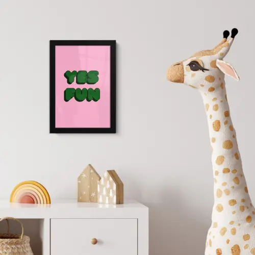 Yes fun - Groen - Roze fotolijst zwart zonder passe partout klein -usfeer4_kinderkamer