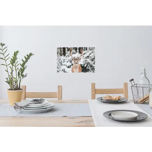 Hert - Sneeuw - Winter - Bos - Dieren Muursticker klein -eettafel
