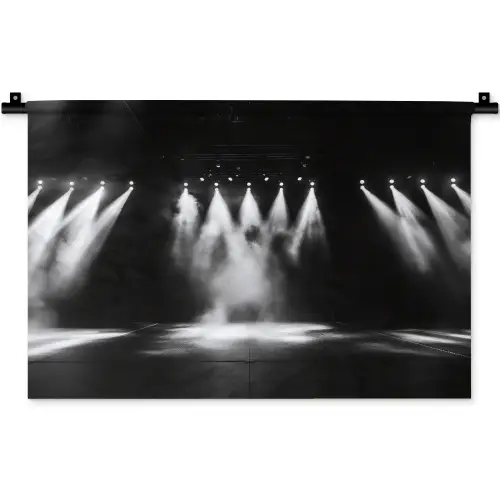 Theaterzaal - Mist - Spotlights - Zwart Wandkleed katoen klein -zz3d