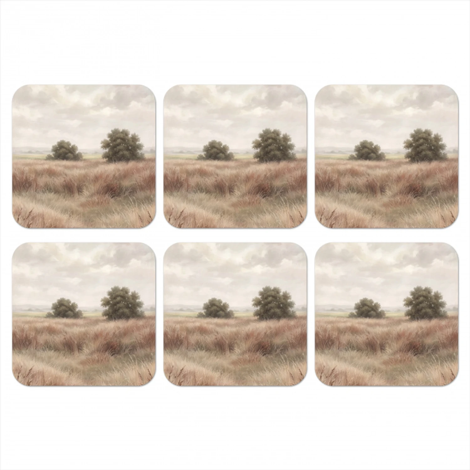 Landschap - Minimalistisch - Beige onderzetter kurk middel -3d