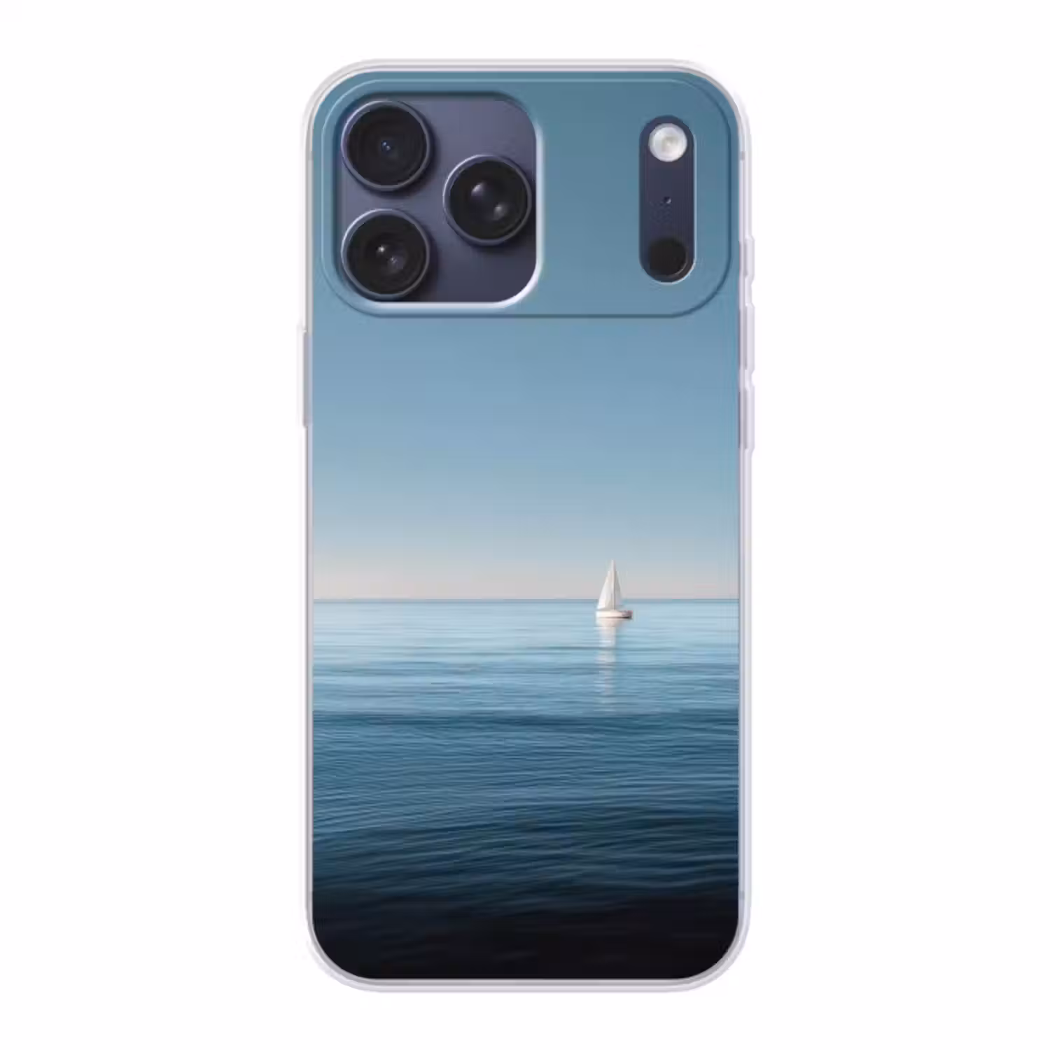 Telefoonhoesje Softcase - Zeilbootje - Kalme zee - Helderblauwe hemel