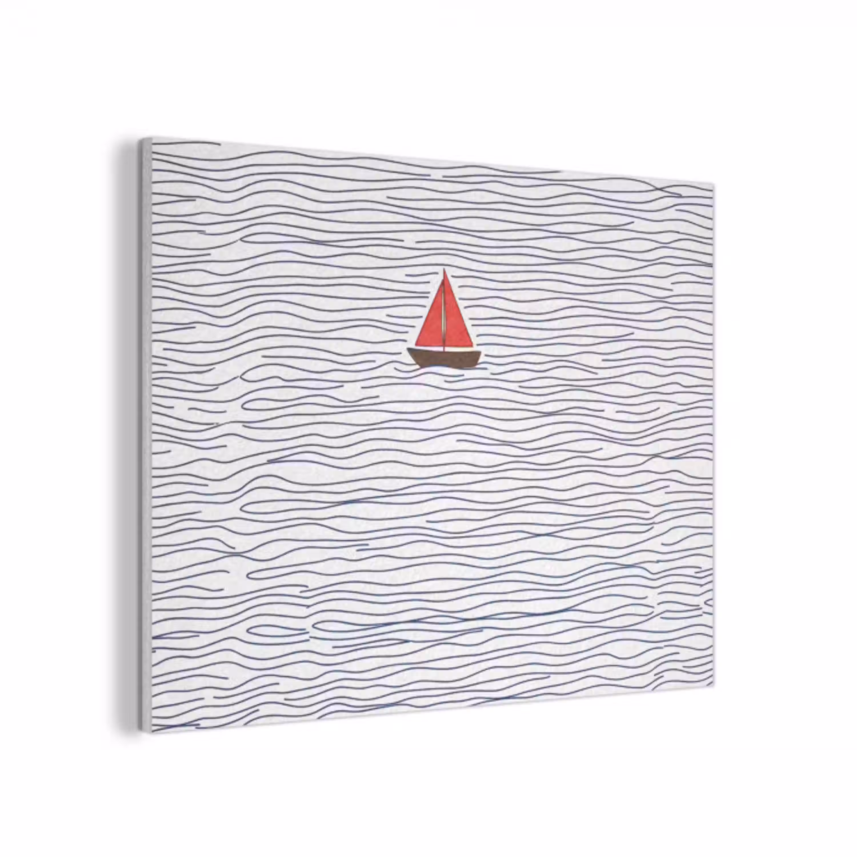 Boot - Water - Rood - Illustratie - Minimalistisch PET vilt klein -3d
