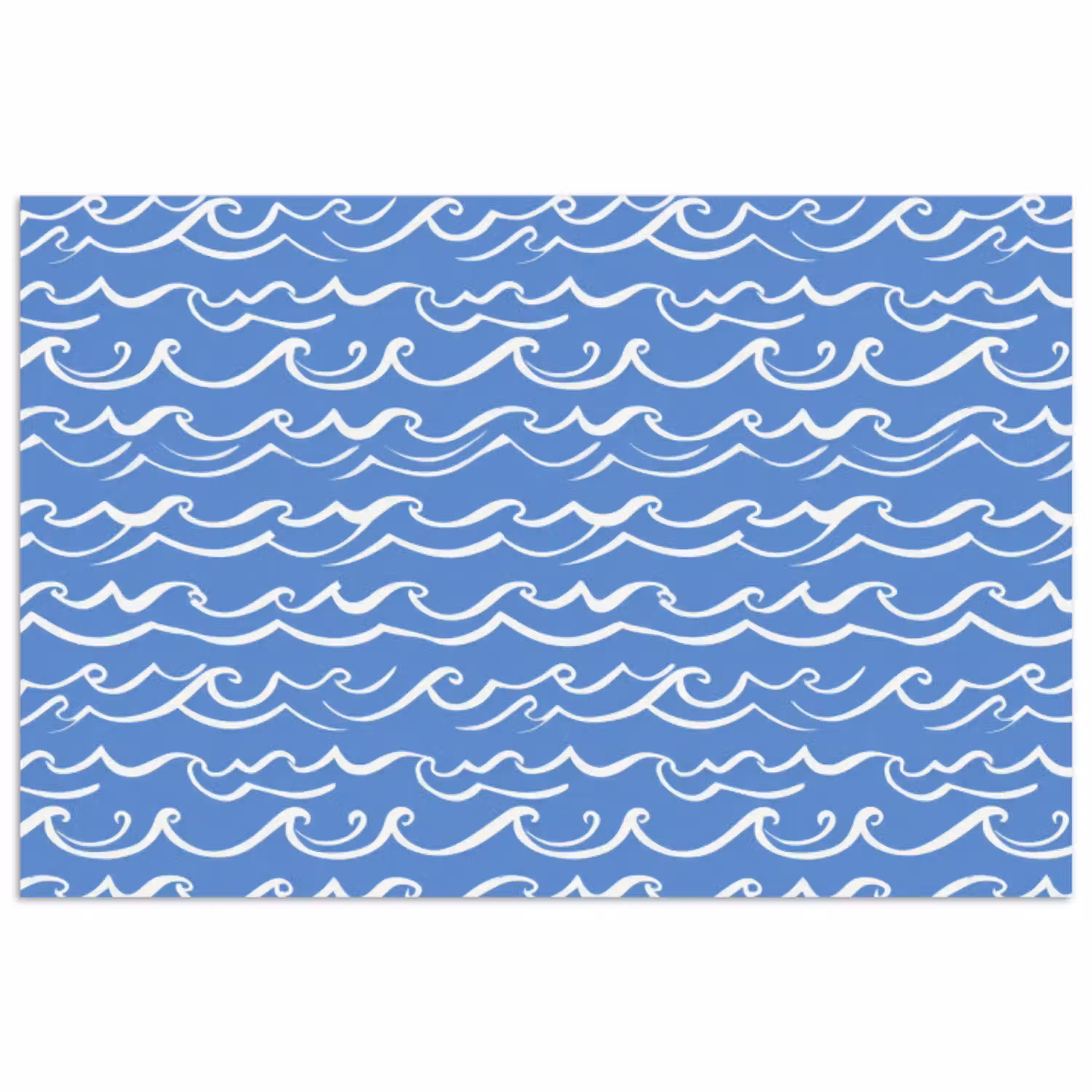 Blauw - Wit - Simpel - Getekend - Golven poster papier klein 62 -3d