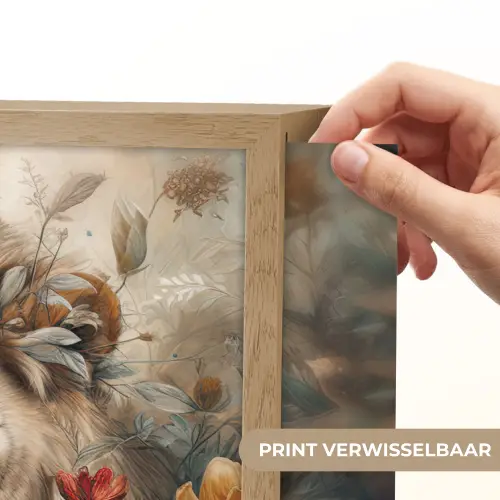 Leeuw - Wilde dieren - Planten - Natuur - Bloemen Light Box met batterij (Wandlamp) middel -USP_websiteprintNL