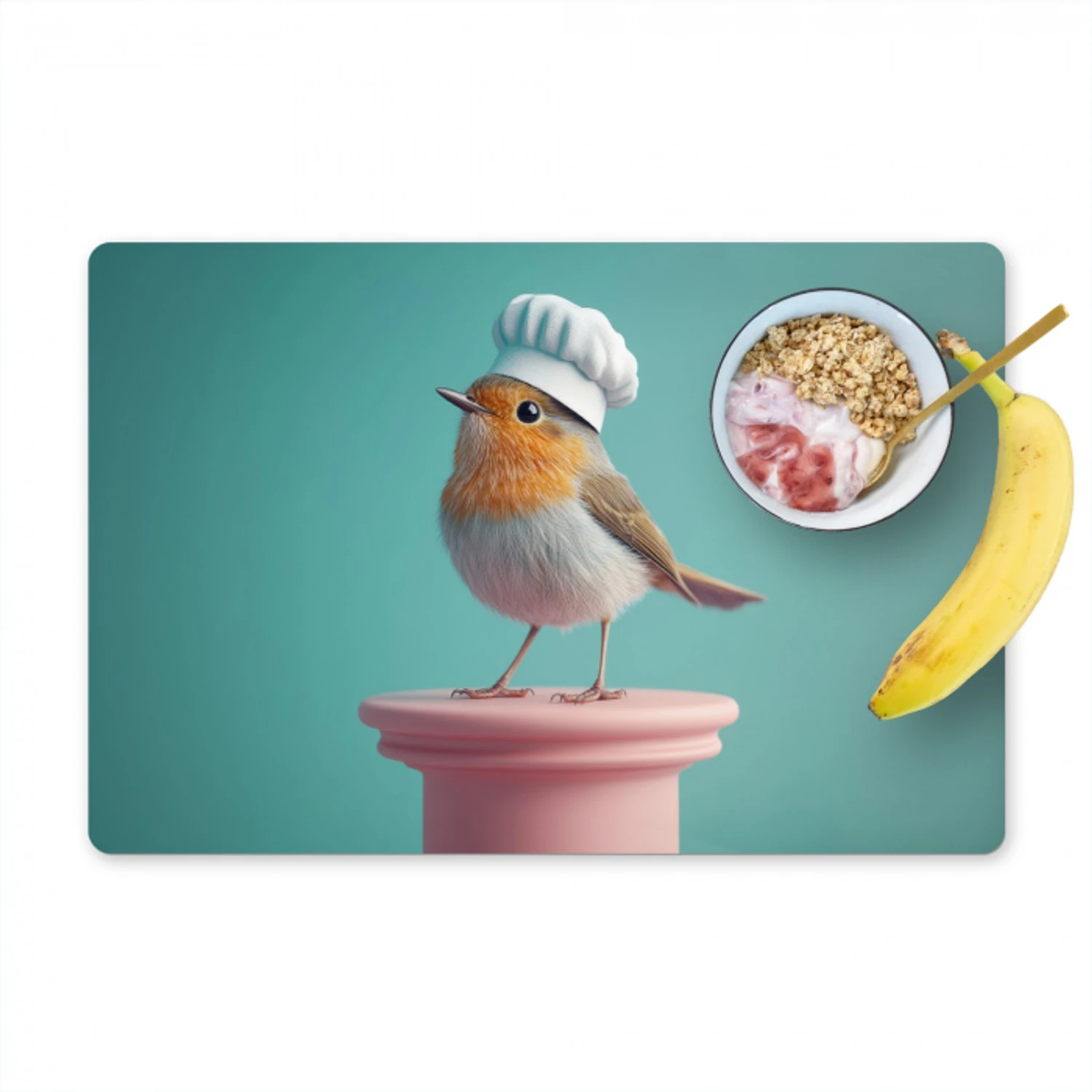 Roodborstje - Vogel - Koksmuts - Sokkel Placemat vinyl groot -zzzproduct_Kitchenyeah-website