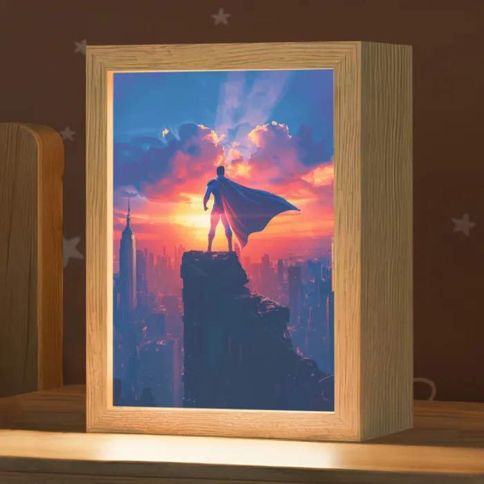 Superheld - Stad - Jongens - Kleurrijk - Zon Light Box met kabel klein -zzz_3d_website