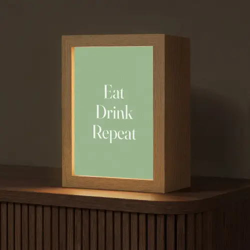 Eten - Drinken - Tekst - Mintgroen Light Box met kabel (Tafellamp) klein -z3d_website