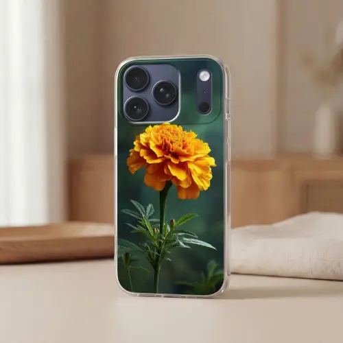 Bloemblaadjes - Afrikaan - Oranje - Wazig Telefoonhoesje iPhone 17 Pro klein -sfeer2