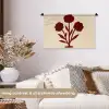Bloemen - Bladeren - Rood - Minimalistisch Wandkleed katoen klein -sfeer1