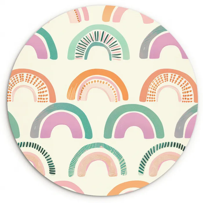 Regenboog - Pastel - Patroon Wandcirkel kunststof plaat 5mm dik klein -3d