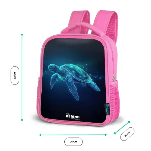 Lichtgevende schildpad in digitale oceaan Kinderrugzak - Roze middel -productfoto_formaten