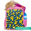 Smiley - Geel - Blauw Kinderrugzak - Roze middel -inhoud_NL
