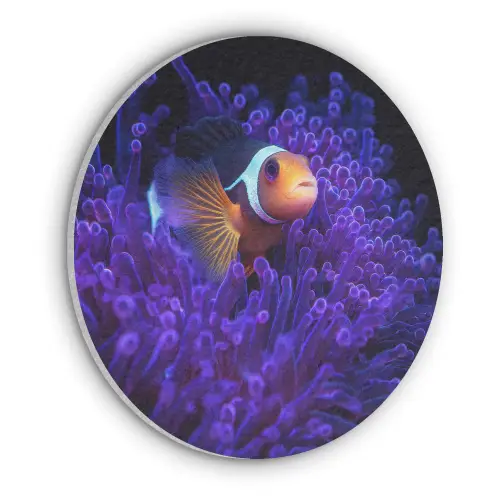 Koraal - Vis - Oranje - Zee Akoestische PET Vilt - Rond klein -3d