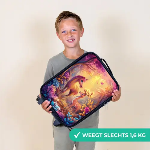 Paard en hert in een roze sprookjesbos Kinderkoffer - Zwart klein -sfeer4_NL